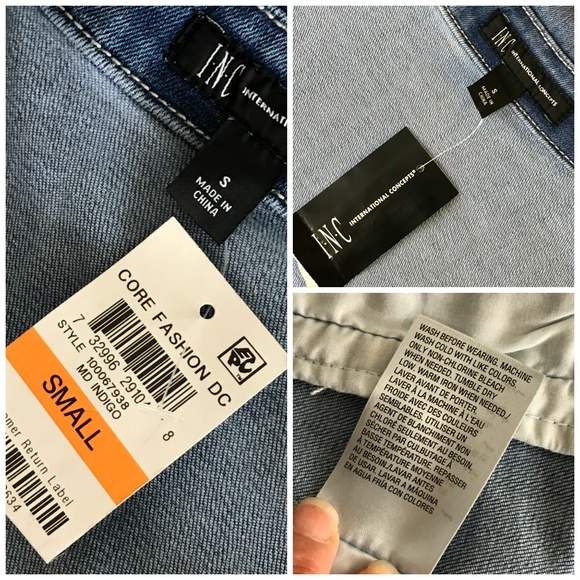 INC Jean Jacket Denim Bell Flare Sleeve Size S - Picture 8 of 8